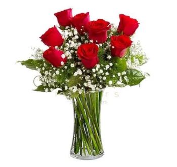 Μπουκέτα με 8 κόκκινα τριαντάφυλλα